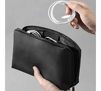 Organiseur électronique de voyage, pochette technique minimaliste pour câbles, chargeurs, souris et disque dur, résistant à l'eau pour accessoires numériques (noir)