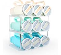 Organiseur empilable à 4 niveaux pour gobelets de 1,2 l avec tubes en acrylique transparent et acier inoxydable pour l'organisation de la cuisine et du réfrigérateur (3)