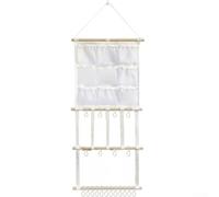 Organiseur en bois pour accessoires de cheveux avec 5 crochets, support de rangement mural pour chambre d'enfant, épingles à cheveux, pinces à cheveux, bandeaux, blanc, 98 x 38 cm
