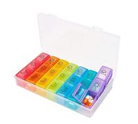 Organiseur en plastique 7 jours 3 fois par jour Boîte de rangement hebdomadaire avec 21 compartiments Grande capacité Distributeur portable Couvercle transparent Date étiquetée