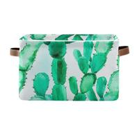 Organiseur en tissu motif cactus vert, boîtes rectangulaires pliables en toile