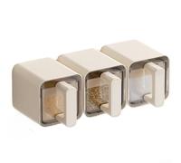 Organiseur Épices Mural 3PCS Design Minimaliste(White) | Joint silicone hermétique, protège contre humidité et air, garde épices fraîches longtemps, matériau sûr