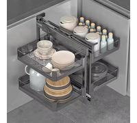 Organiseur extensible - Organiseur de placard d'angle aveugle rétractable avec 4 paniers - Étagère robuste pour penderie et armoires de cuisine - Convient pour les pièces de 800-900 mm