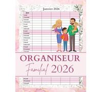Organiseur Familial 2026: Cinq colonnes Enregistrez les objectifs familiaux pour les 12 prochains mois , allant de janvier à décembre et comprenant les dates de vacances et de célébrations.