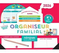 Organiseur familial Mémoniak 2026, calendrier organisation familiale mensuel (sept. 2025- déc. 2026)