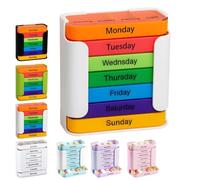 Organiseur hebdomadaire de médicaments sur 7 jours - Restez sur la bonne voie - Organiseur de médicaments avec 7 compartiments empilables, quatre fois par jour (matin, midi, soir, coucher) pour