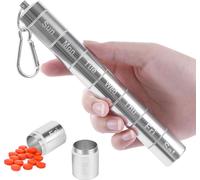 Organiseur hebdomadaire Pilulier 7 jours Grands compartiments Distributeur de pilules portable résistant à l'humidité avec porte-clés