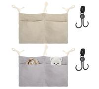 Organiseur Lit Bébé Suspendu 2PCS avec Crochets - Sac de Rangement en Tissu pour Berceau, Accessoires Naissance, Couches, Jouets, Décoration Chambre Bébé, Compact et Pratique