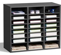 Organiseur littéraire à 24 compartiments - Étagères réglables - Gris Bois Porte-lettres - Fournitures de bureau en bois