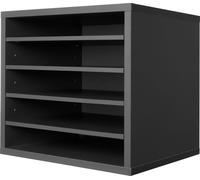 Organiseur littéraire SucceBuy en bois, 5 compartiments, étagères réglables, gris