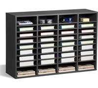 VEVOR Organiseur de littérature avec 36 compartiments, boîte aux lettres de bureau en bois, panneau de particules, avec étagères amovibles, trieur de fichiers pour dossiers, documents, papiers, gris