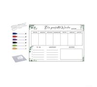 Organiseur mensuel en acrylique transparent effaçable à sec avec six marqueurs colorés (A)