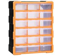 Organiseur multi-tiroirs avec 18 tiroirs en plastique PP robuste 38 x 16 x 47 cm, empilable et montage mural, idéal pour l'atelier, le garage, la maison et les besoins de bricolage