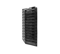 Organiseur mural à 12 niveaux, organiseur de dossiers suspendu en maille avec plateau plat for bureau et maison, noir et argent(Black)