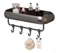 Organiseur mural de salle de bain pour articles de toilette, serviettes, fournitures de nettoyage, conçu pour des méthodes de fixation murale faciles (40 cm, gris)