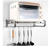 Organiseur mural en acier inoxydable pour micro-ondes - Étagères flottantes multifonctionnelles pour casseroles, poêles et épices - Étagère à ustensiles de cuisine commerciale et solution de rangement