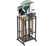 Organiseur outil de jardin et tour robuste pour l'organisation et le rangement du garage, jusqu'à 35 outils à long manche, râteaux/balais
