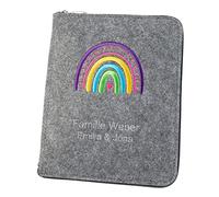 Organiseur personnalisable pour maman A5 en feutre (couleur et broderie au choix) - Étui avec nom, date pour carnet de maternité, carnet de santé et images échographiques - Cadeau pour les futures