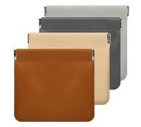 Organiseur personnalisé en cuir avec fermeture éclair et poche en peau d'agneau à fermeture automatique pour femme Mini sac de rangement de voyage, 4 pièces-G, 9*18cm, Classique