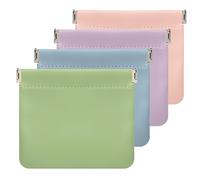 Organiseur personnalisé en cuir avec fermeture éclair et poche en peau d'agneau à fermeture automatique pour femme Mini sac de rangement de voyage, 4 pièces-F, 9*18cm, Classique