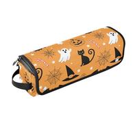 Organiseur portable pour outils de coiffure et tapis résistant à la chaleur avec fermeture éclair Motif chauve-souris fantôme d'Halloween