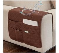 AWAV Organiseur pour Canapé et Fauteuil Imperméable et Antidérapant Sofa Accoudoir 6 Poches Support Organisateur de Chevet pour Tablette, téléphone, Tablette, Livre, télécommande TV (Brun)