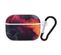 Organiseur pour écouteurs aquarelle liquide résistant aux chocs avec mousqueton et clip anti-chute pour Airpods Pro 2ème génération, blanc