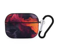 Organiseur pour écouteurs aquarelle liquide résistant aux chocs avec mousqueton et clip anti-chute pour Airpods Pro 2ème génération, noir