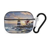 Organiseur pour écouteurs avec motif phare du Père Noël - Housse de protection antichoc pour Airpods Pro 2ème génération - Avec mousqueton - Noir