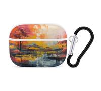 Organiseur pour écouteurs avec peinture colorée - Coque de protection antichoc pour Airpods Pro avec mousqueton - Anti-chute - Pour Airpods Pro 2ème génération - Blanc