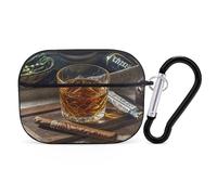 Organiseur pour écouteurs Cigar & Whisky, housse de protection antichoc pour Airpods Pro avec mousqueton et clip anti-chute pour Airpods Pro 2ème génération, noir