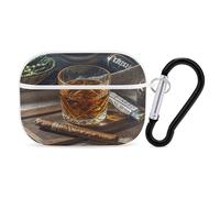 Organiseur pour écouteurs Cigar & Whisky, housse de protection antichoc pour Airpods Pro avec mousqueton et clip anti-chute pour Airpods Pro 2e génération, blanc