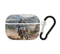 Organiseur pour écouteurs de motocross - Housse de protection antichoc pour Airpods Pro - Avec mousqueton - Anti-chute - Pour Airpods Pro 2ème génération - Blanc