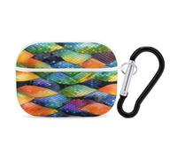 Organiseur pour écouteurs en forme d'écailles de poisson arc-en-ciel - Coque de protection antichoc pour Airpods Pro 2ème génération - Avec mousqueton - Blanc