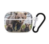 Organiseur pour écouteurs Mother Bear and Her Cubs - Résistant aux chocs - Avec mousqueton - Anti-chute - Pour Airpods Pro 2e génération - Blanc