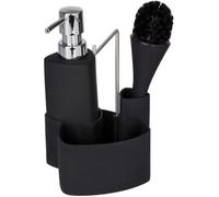 Wenko Kit vaisselle Empire - 4 en 1 (distributeur 250 ml, brosse, organiseur) - Céramique Noir