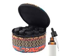 Organiseur pour huiles essentielles en toile éponge de 16 cm | 9 compartiments avec fermeture éclair, portable pour conserver l'huile parfumée, protection pour bouteilles de 5, 10, 15 | Ma