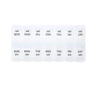Organiseur quotidien de médicaments - Pilulier portable à 7 compartiments | Rappels AM/PM, distributeur de pilules hebdomadaire, organiseur facile à utiliser pour la planification des médicaments et