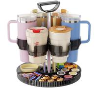 Organiseur rotatif pour bouteilles d'eau Stanley de 1,2 l et autres avec poignée, organiseur de gobelets pour armoires de cuisine, égouttoir avec plateau de rangement pour accessoires de tasse Stanley