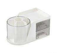 Organiseur rotatif pour pinceaux de maquillage avec diviseurs, rangement à 360° pour rouge à lèvres et soins de la peau, mallette en polypropylène transparent, blanc crème (A)