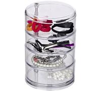 Organiseur Salle De Bain, Boite Ronde Rangement, 4 Compartiments, Acrylique, 11,5x17,5 Cm, Transparent - Wenko