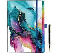 Organiseur semainier vertical A5 2026 - Agenda semaine à voir avec onglets colorés, vue mensuelle et hebdomadaire, stylo et accessoires - Planificateur daté Janv.-Déc. pour bureau, école, maison