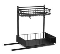 Organiseur sous évier et étagères de rangement avec tiroir coulissant, organiseurs d'évier extractibles à 2 niveaux et rangement, tiroir coulissant en métal pour cuisine, salle de bain, garde-manger,