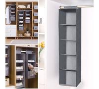 Organiseur suspendu en tissu Casier Organisateur de placard Rangement suspendu Étagère suspendue Penderie Organiseur gris, 5 compartiments, 100*27*27cm