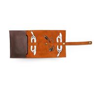 Organiseur technique en cuir fabriqué à la main, compact, spacieux avec 4 supports de cordon, large poche intérieure, sac de rangement durable et facile à entretenir pour les voyages et une