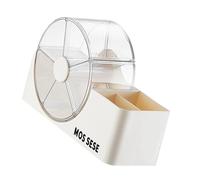 Organiseur transparent pour accessoires pour cheveux avec support de brosses à cheveux, étui de bureau rotatif pour pinceaux de maquillage, cotons-tiges, étui de bureau