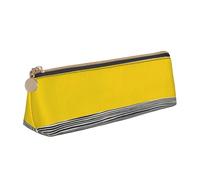 Organiseur triangulaire pour stylos pour l'école, le bureau, les voyages, trousse à crayons en cuir imprimé jaune moutarde et noir, trousse étanche en PVC pour accessoires d'écriture, pochette