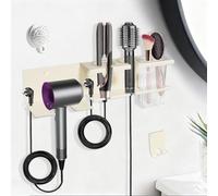 Organiseur universel 3 en 1 pour sèche-cheveux à fixation murale, organiseur en métal pour sèche-cheveux, fer à lisser et fer à friser, support de rangement pour salle de bain (avec peigne et crochet)