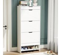 Organizedlife Meuble à chaussures avec 3 tiroirs rabattables, meuble de rangement moderne à chaussures, table console avec tiroir de rangement supérieur, étagère à chaussures autoportante pour entrée