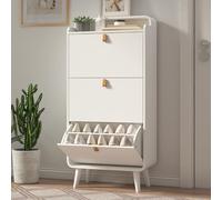 Organizedlife Meuble de Rangement à Chaussures Avec 3 Tiroirs Rabattables, Organiseur Autonome, Étagère Étroite Avec Compartiment Supérieur, Blanc